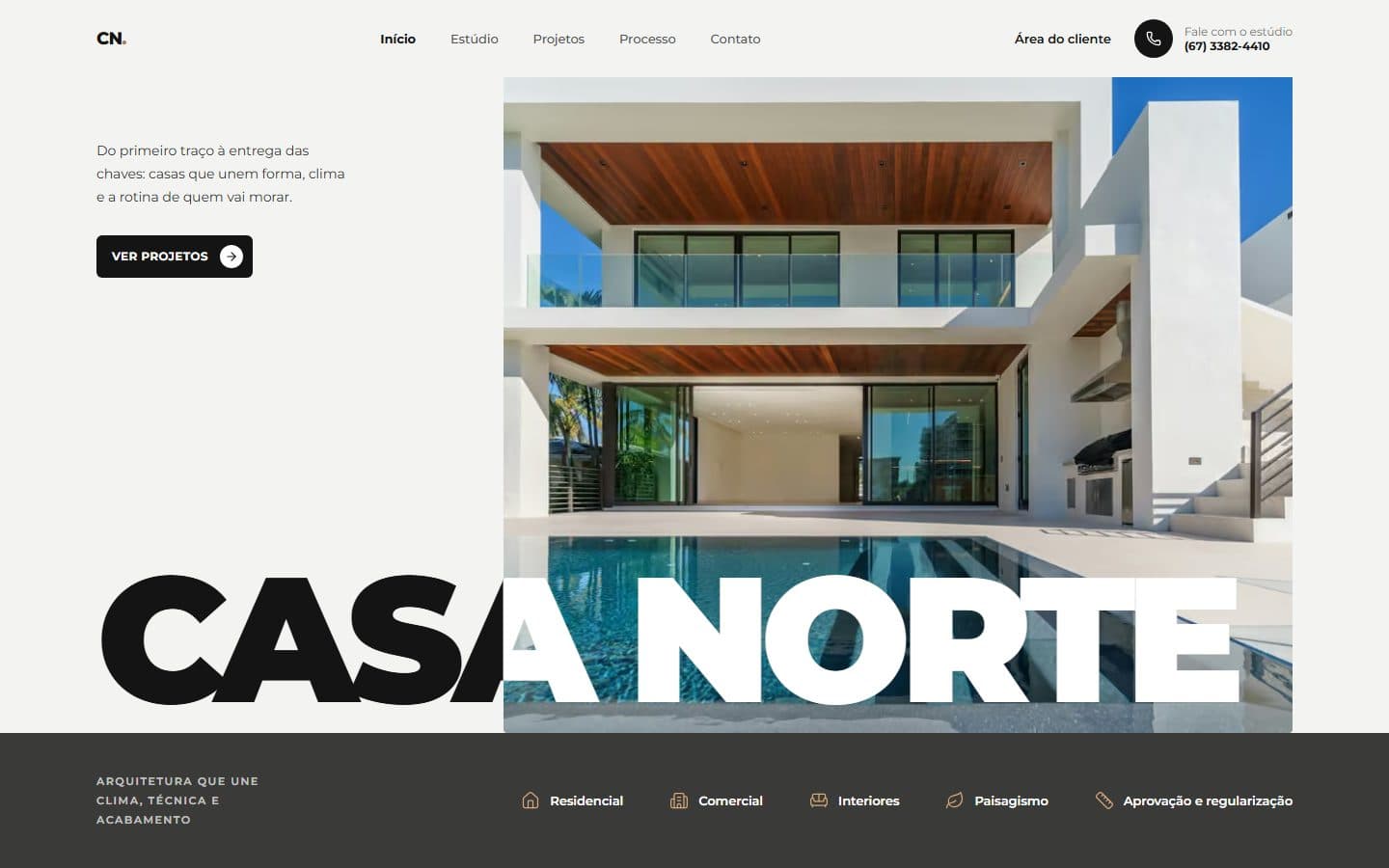Primeira tela do site Casa Norte