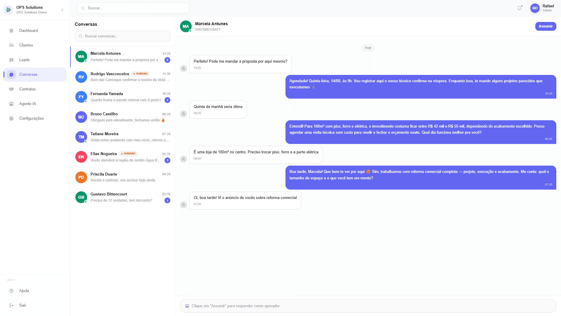 OPS Solutions: Conversas e takeover